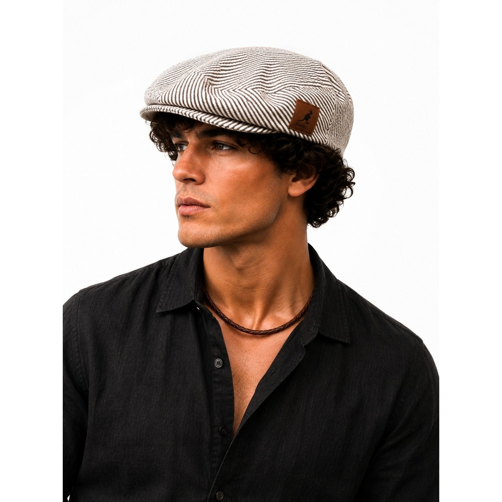 Kangol Pinstripe Fitted Cap 75th Anniversary Newsboy Hat Beige Brown K1366FA L